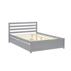 Lit double gris avec lit gigogne