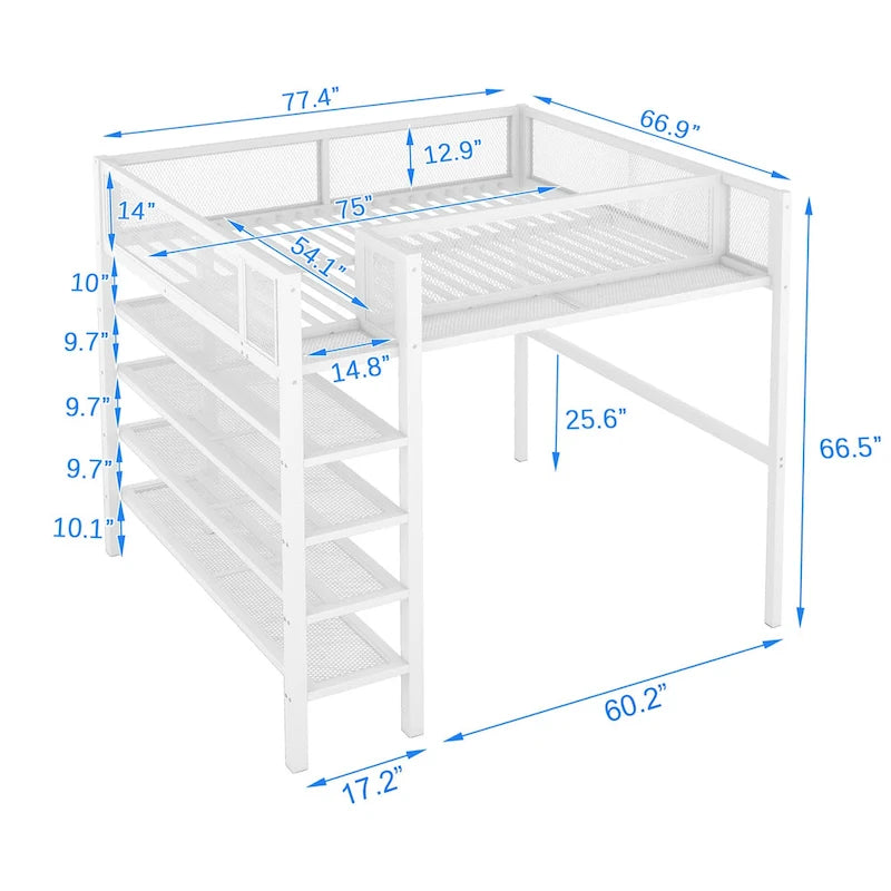 Full Metal Loft Bed with Workstation