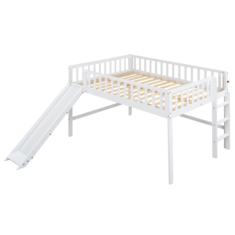 Pine Low Loft Bed with Slide