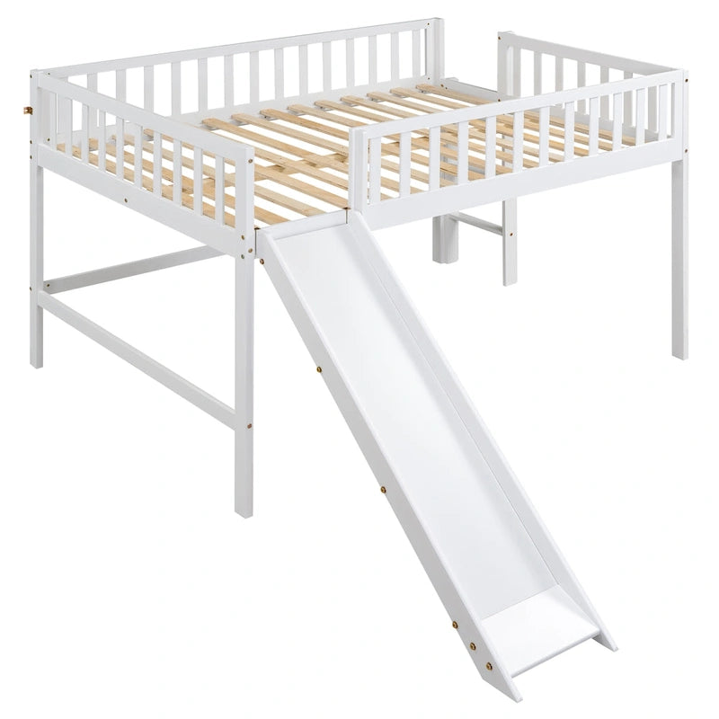 Pine Low Loft Bed with Slide