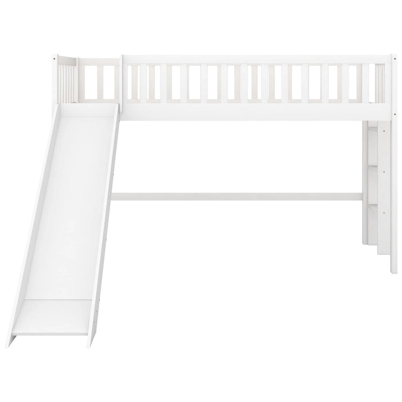 Pine Low Loft Bed with Slide