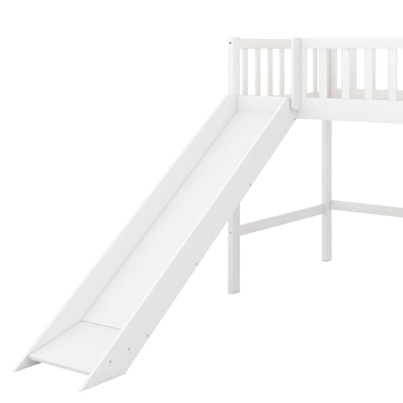 Pine Low Loft Bed with Slide