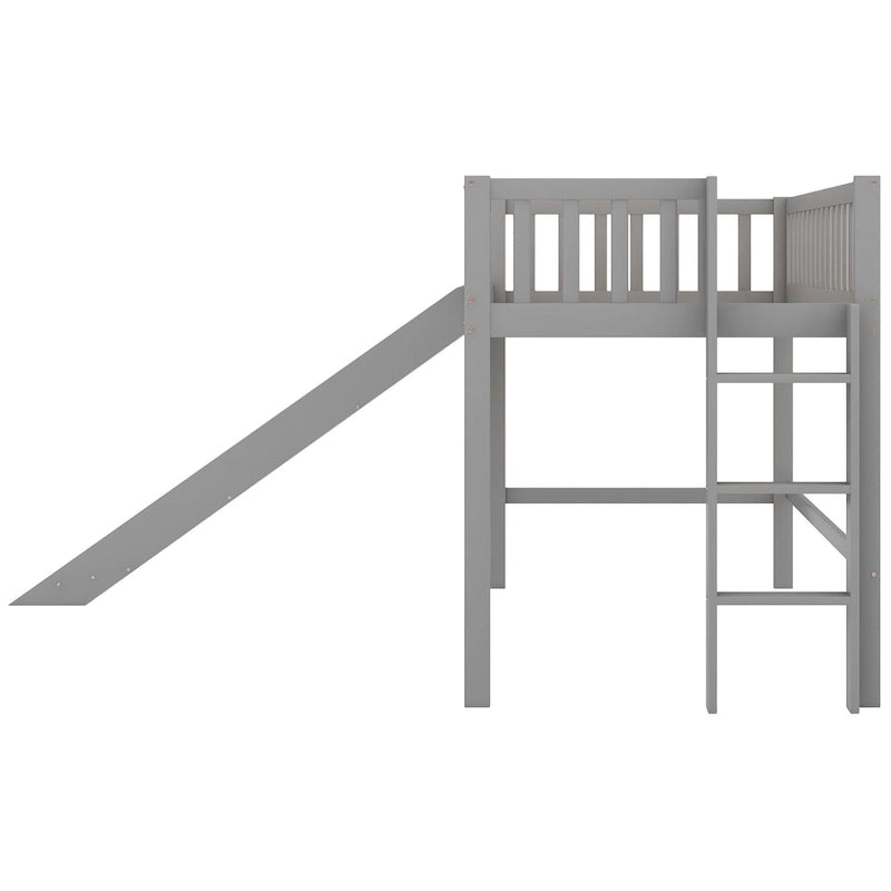 Pine Low Loft Bed with Slide