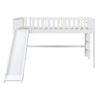 Full Pine Low Loft Bed with Slide